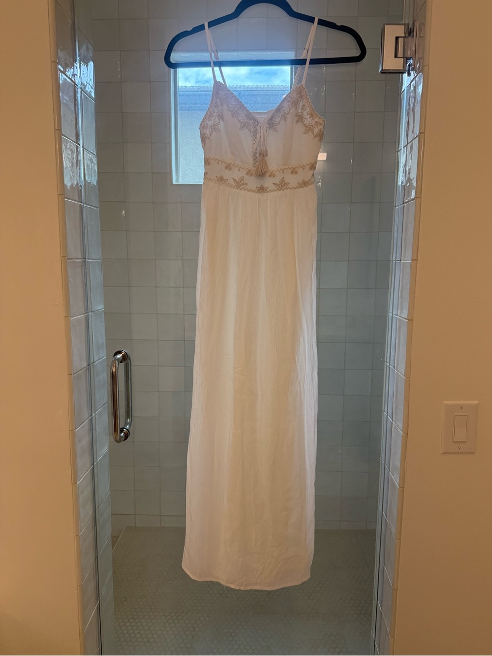 Japna White Maxi Dress with Neutral Accents